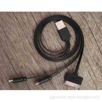 Black Data Flat Micro USB Charger Cable 3 in 1 20cm - 50cm